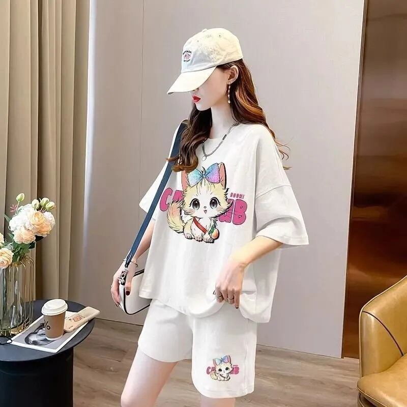 絶対欲しい カジュアル 夏に嬉しい機能付き 半袖Ｔシャツⅹパンツセット全4色<F-11268>