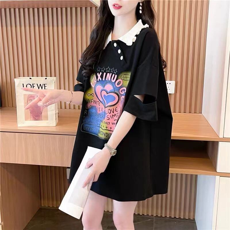 絶対欲しい カジュアル 特別デザイン スウィート プリント 全3色 半袖Tシャツ<F-8521>