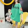 着回し力抜群   ゆったりロング丈切り替え三色半袖Tシャツ＜F-8121＞