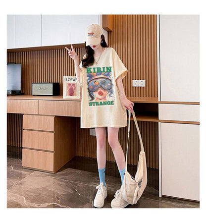 【半額！期間限定！！】話題沸騰中 カジュアル アバンギャルド プリント 3色選択 半袖Tシャツ＜F-8581＞