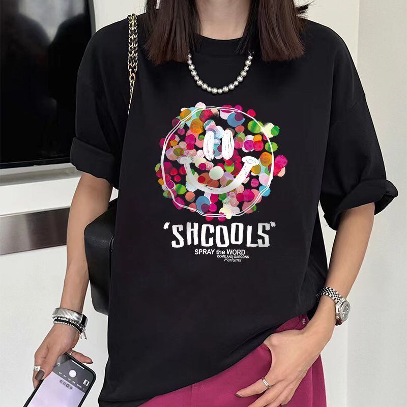 話題沸騰中 スマイリー カジュアル 半袖 Tシャツ <F-8651>