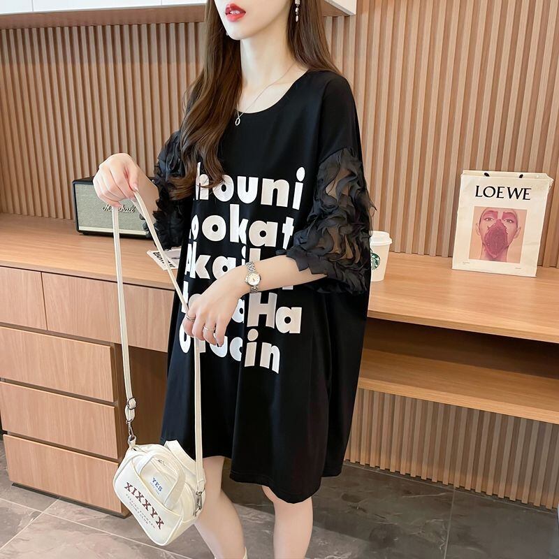 ファッション 切り替え 個性派 プリント 3色選択 半袖Tシャツ＜F-8548＞