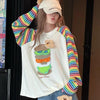 都市ファッショ デザイン オシャレ 大人可愛い 着心地良い プリント ストライプ柄 半袖TシャツF-9332