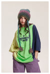 タイドブランドデザインセンス配色レトロプリントコットンTシャツ<F-2899>