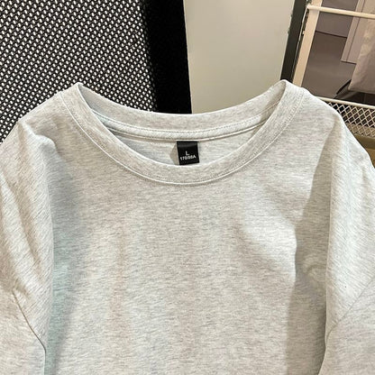 ゆったり 4色展開 ユニセックス ロゴプリント ダメージ加工Tシャツ<F-13048>