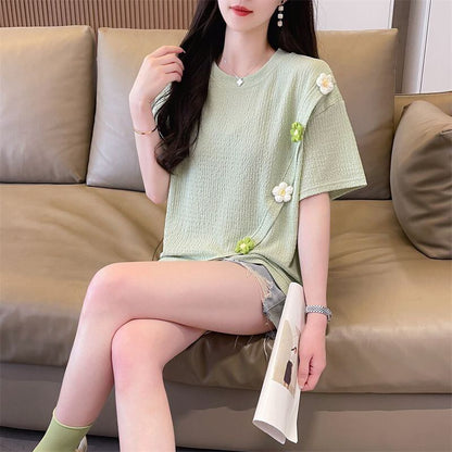 超人気 シンプル 好感度UP スウィート 3色選択 半袖Tシャツ＜F-8579＞
