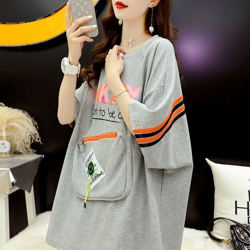 好感度UP ルーズ カジュアル プリント全3色 半袖Tシャツ カットソー ＜F-8607＞