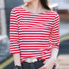 お買い得 定番シンプル 大活躍 着心地抜群 ストライプ柄 全4色 7分袖 Tシャツ ＜F-9134＞