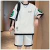 早い者勝ち カジュアル ファッション 切り替え 全3色 半袖ＴシャツⅹパンツセットF-8950