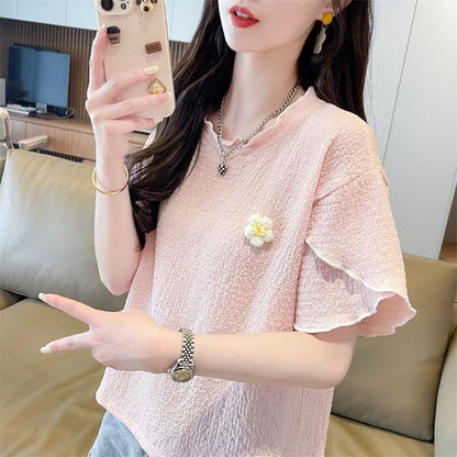 美人度アップ スウィート キュート 5色選択 半袖Tシャツ＜F-8578＞