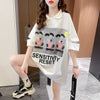 夏新作 アルファベットプリント POLOネック ロング Tシャツ ゆったりワンピース ＜F-3038＞