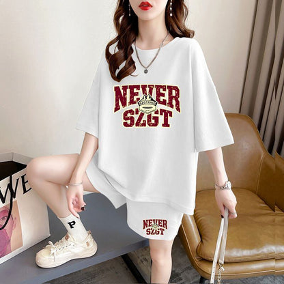 売り切れ必至 プリント カジュアル 半袖Ｔシャツⅹパンツセット全2色 <F-8549>