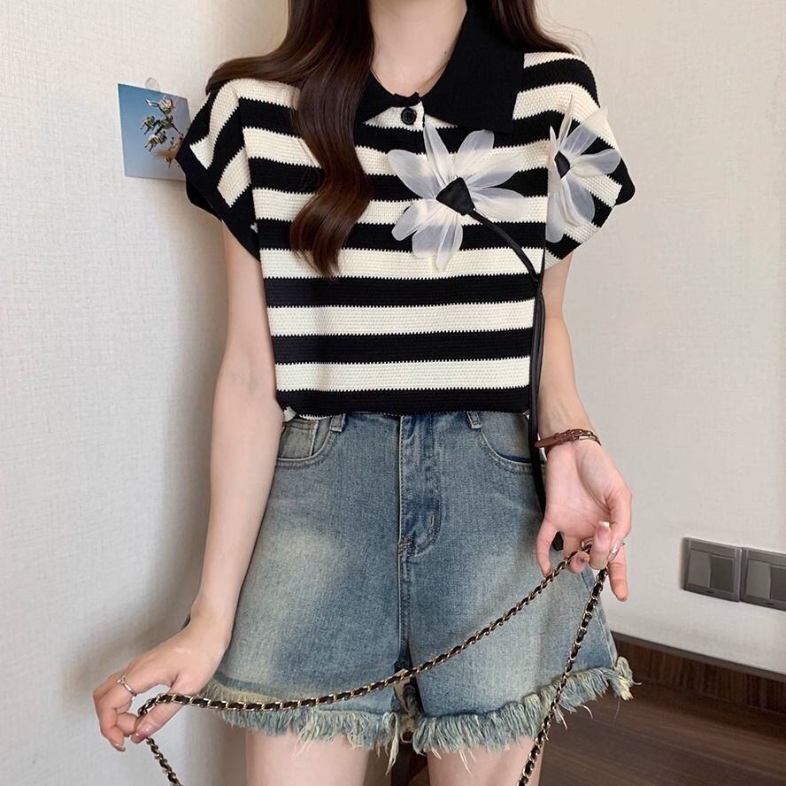 新作 上質 話題沸騰中 好感度UP ニット 全2色 半袖Tシャツ＜F-8734＞