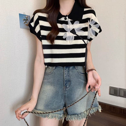新作 上質 話題沸騰中 好感度UP ニット 全2色 半袖Tシャツ＜F-8734＞