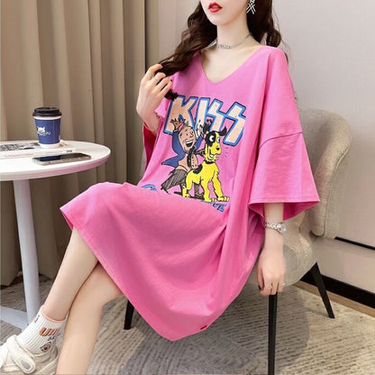 ファッション ゆったり プリント 全4色 半袖 Tシャツ＜F-11518＞