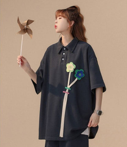 期間限定 ゆったり感アップ ファッション Tシャツ＋ショートパンツ セットアップ＜F-8679＞