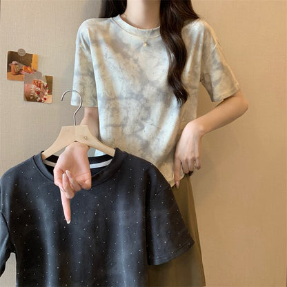 着回し力抜群 ホットダイヤモンド 定番シンプル 全2色 半袖Tシャツ カットソー ＜F-8591＞