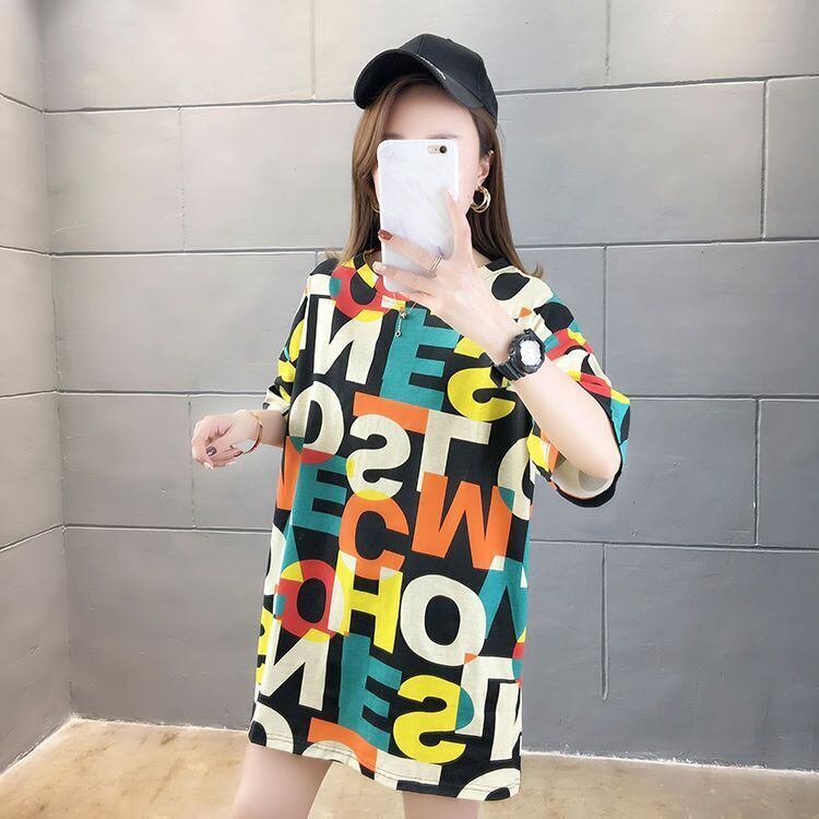 売り切れ必至 カラーマッチング 個性派 プリント全2色 半袖Tシャツ カットソー ＜F-8556＞