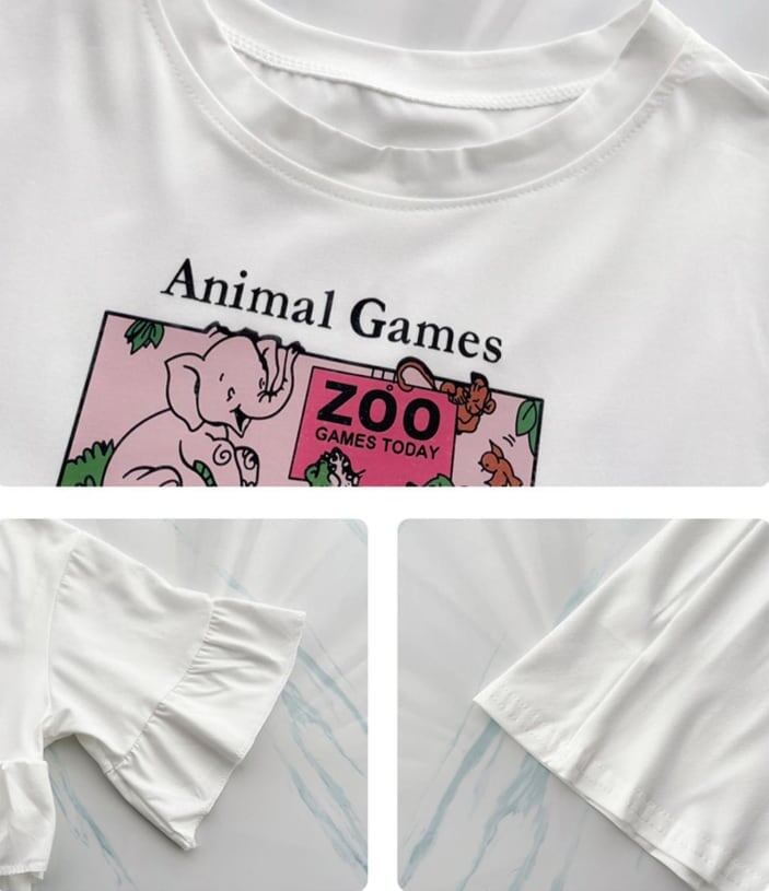 ミドル丈のイレギュラー半袖Tシャツワンピース<F-5007>