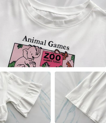 ミドル丈のイレギュラー半袖Tシャツワンピース<F-5007>