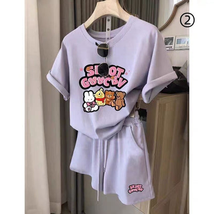 カジュアル 半袖 全４色 Tシャツ ショートパンツ セットアップ ＜F-11598＞