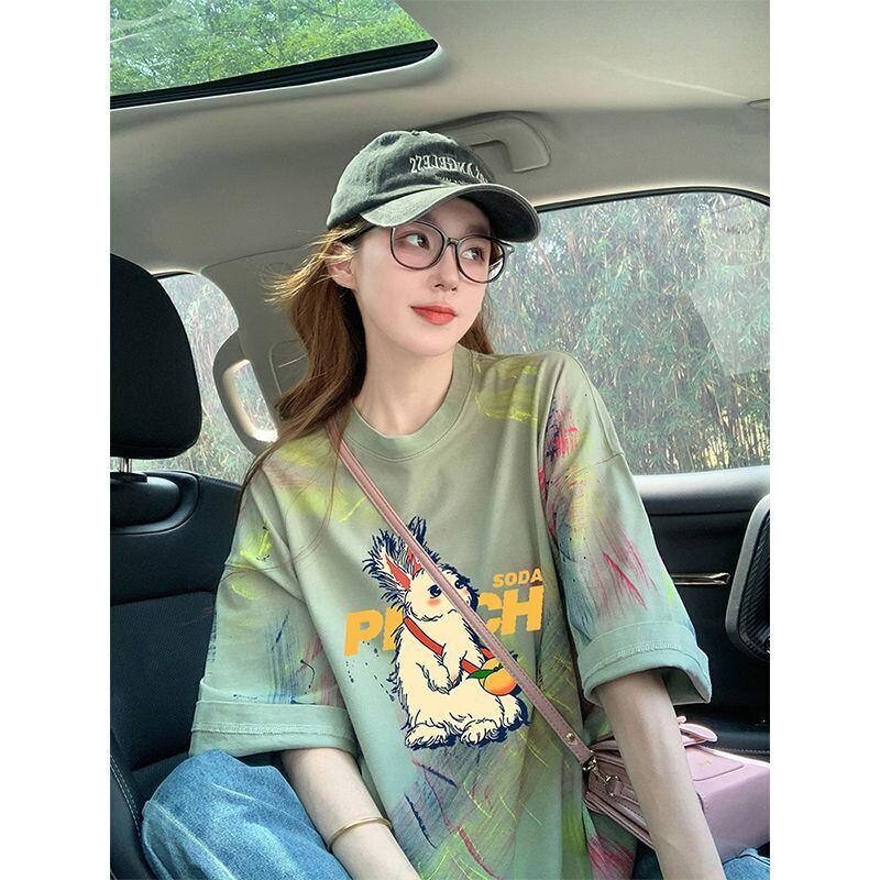 絶対流行 特別デザイン アバンギャルド プリント 半袖Tシャツ＜F-8598＞