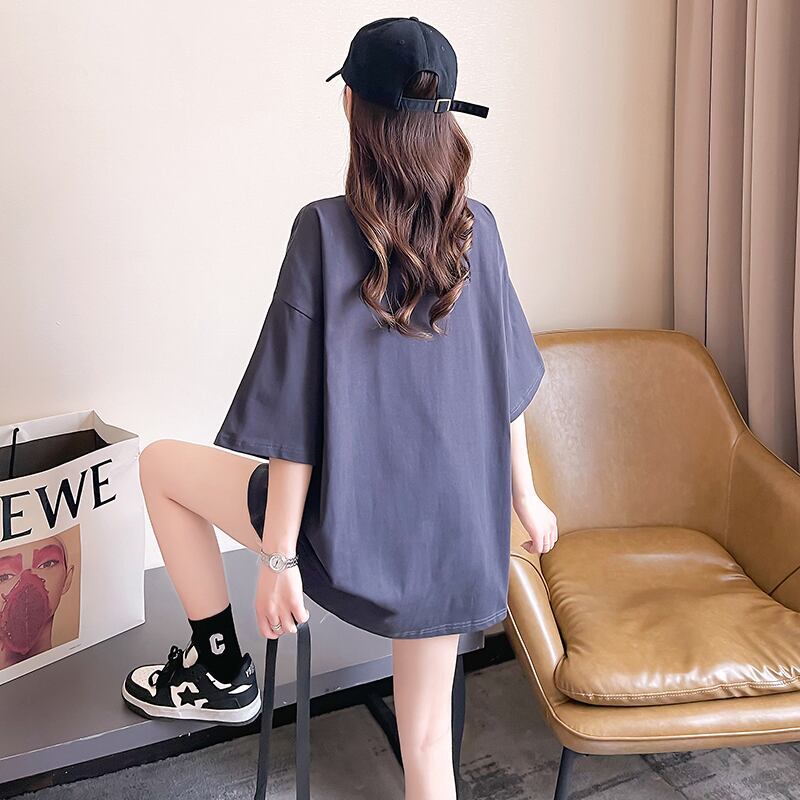 柔らかくて優しい印象 ゆったり ファッション感満々 ロング丈 3色半袖Tシャツ＜F-9206＞