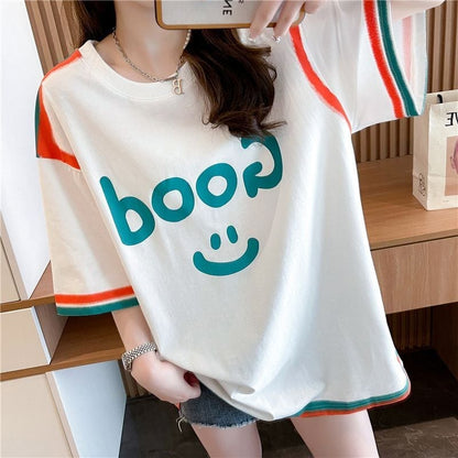期間限定 プリント全2色 カジュアル 半袖Tシャツ カットソー ＜F-8603＞