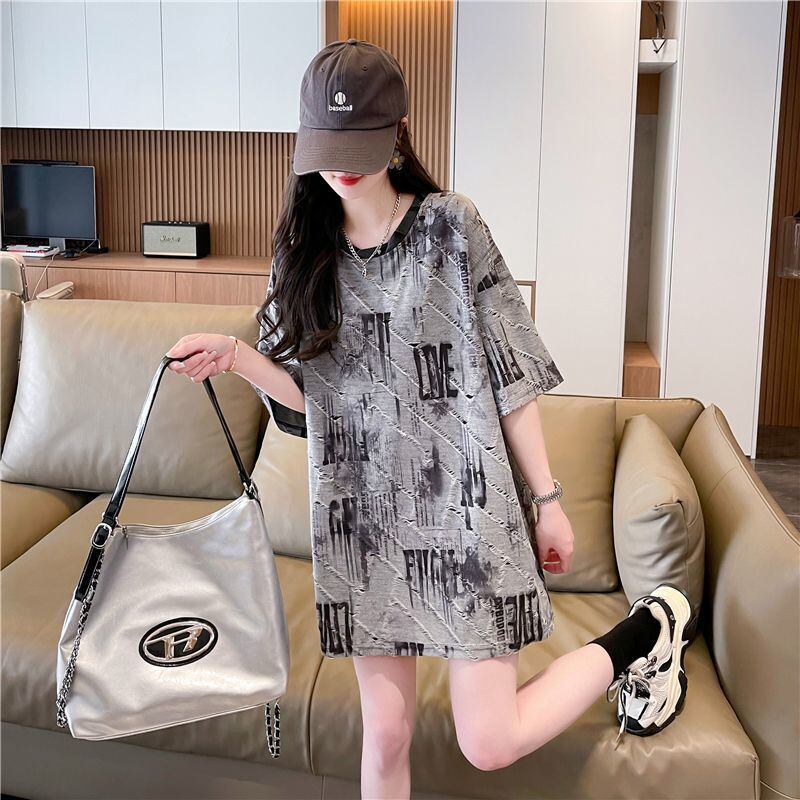 話題沸騰中 カジュアル 個性派 プリント ゆったり 半袖Tシャツ＜F-8572＞