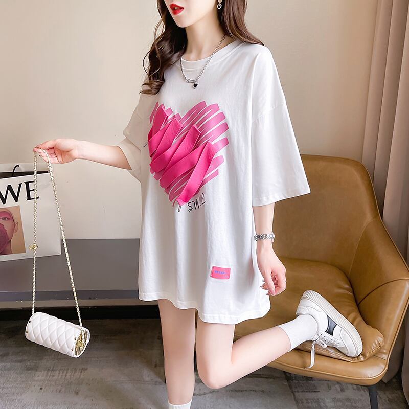 柔らかくて優しい印象 ゆったり ファッション感満々 ロング丈 3色半袖Tシャツ＜F-9206＞