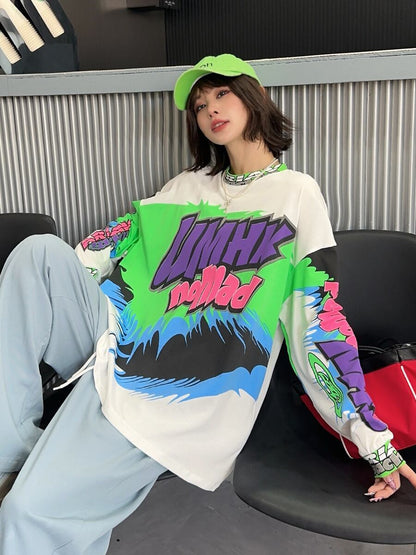 着回し力抜群 アバンギャルド 個性的なデザイン プリント全2色 TシャツF-9225