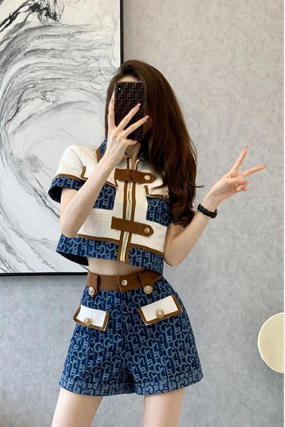 おすすめ おすすめ 話題沸騰中 上質 カジュアル 切り替え 半袖Ｔシャツ ショートパンツ セットアップ <F-11169>