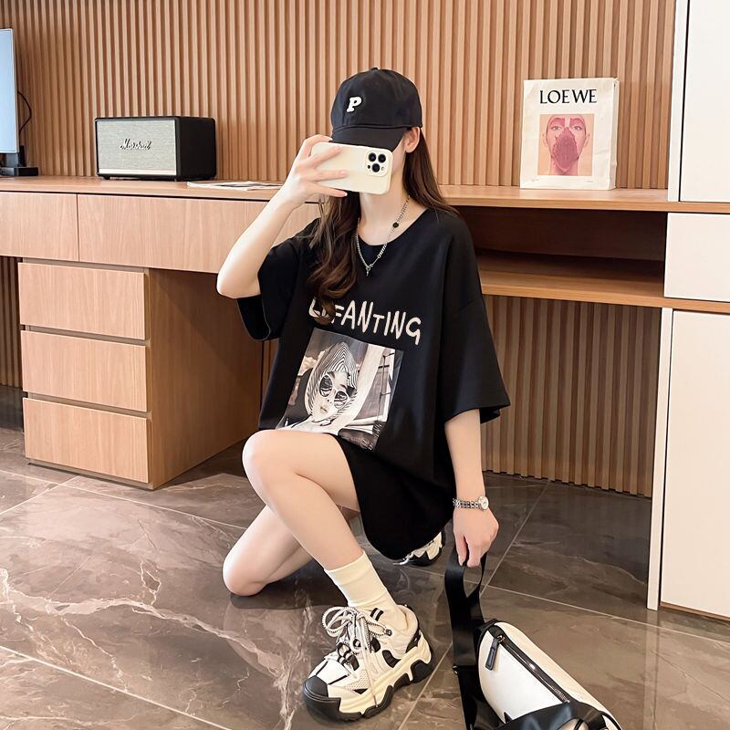 質感のいい 半袖 ラウンドネック Tシャツ ワンピース ＜F-8638＞