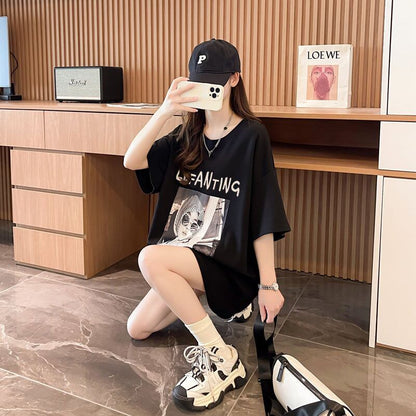 質感のいい 半袖 ラウンドネック Tシャツ ワンピース ＜F-8638＞