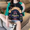 夏新作   プリント ラグランTシャツ 三色 ゆったりワンピース ＜F-4003＞
