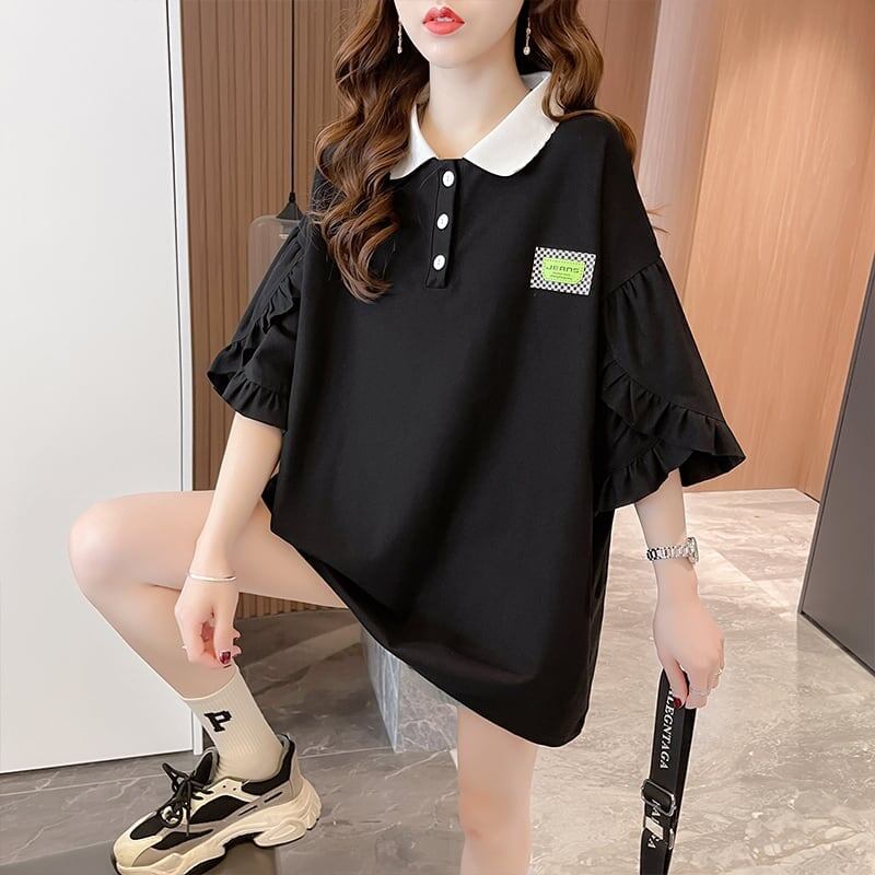 おすすめ   シンプル ロング Tシャツ 三色 ゆったり半袖 ＜F-3055＞