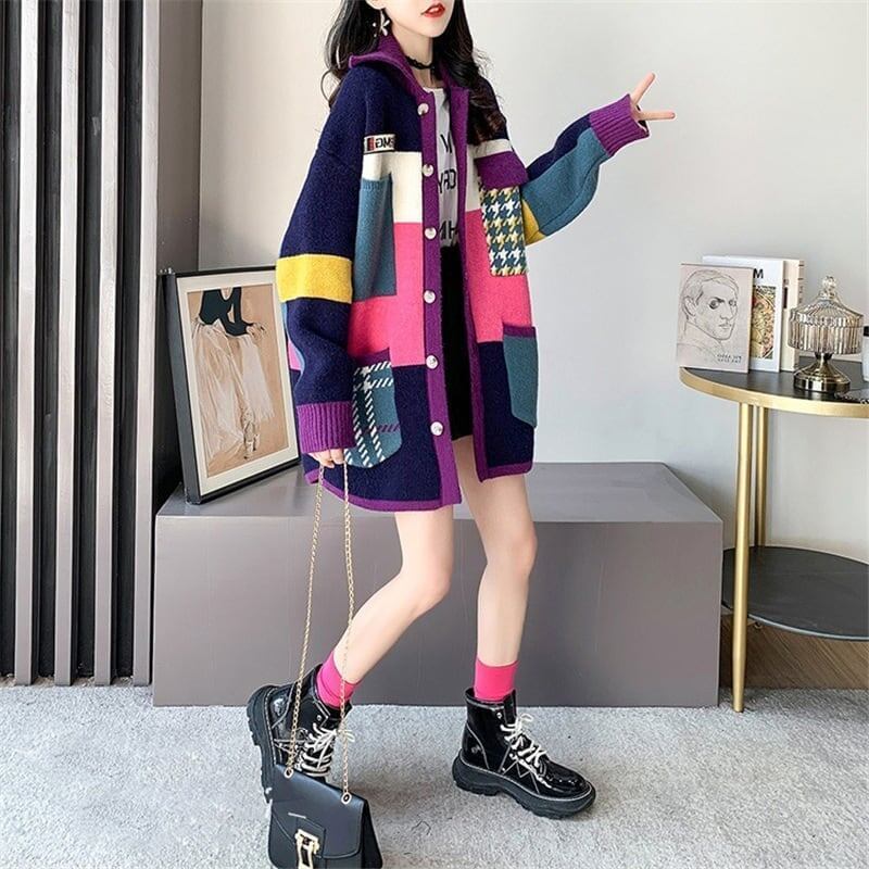 【人気商品再入荷】着心地良い 折り襟 大好評 長袖 切り替えカーディガン＜F-2193＞
