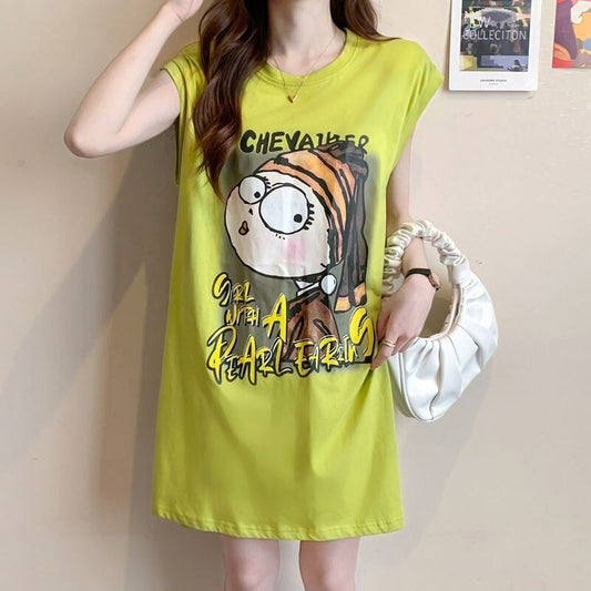 真夏も快適 着心地良い ファッション感満々 プリント全4色 ノースリーブ Tシャツ カットソー＜F-9161＞