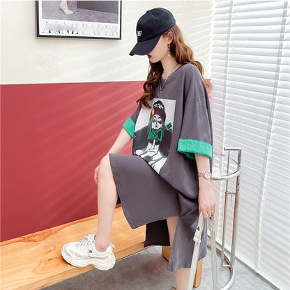ルーズ   オシャレ感たっぷり カットソー ワンピース＜F-3545＞