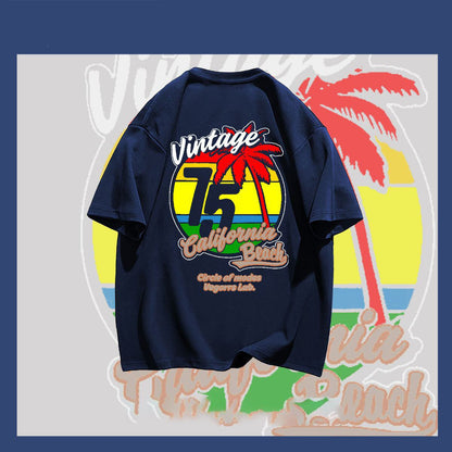 早い者勝ち カジュアル ファッション感満々 ダブルプリント 全5色 半袖Tシャツ<F-9271>