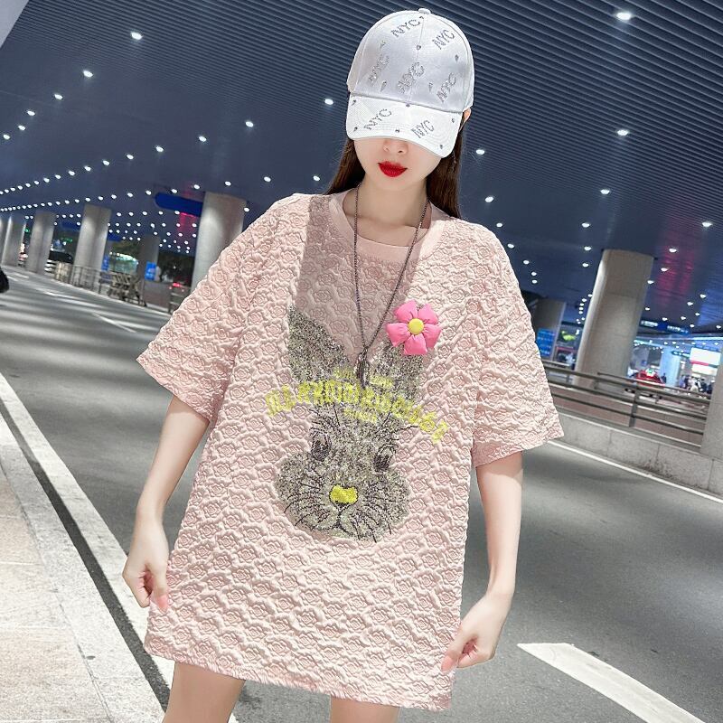 話題沸騰中 キュート カジュアル ホットダイヤモンド 半袖Tシャツ＜F-8626＞