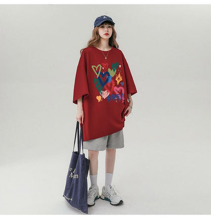 売り切れ必至 プリント ファッション 4色選択 半袖Tシャツ＜F-8594＞