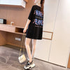 ファッションデザインレースミドル丈半袖Tシャツ<F-3017>