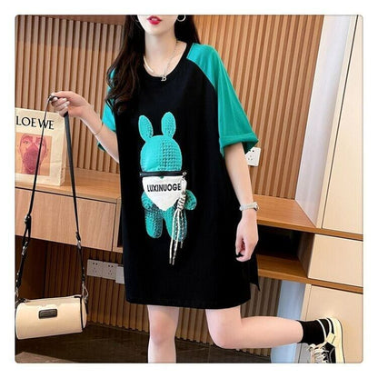 コットンパーソナライズジッパー大ポケットスリット半袖Tシャツ<F-2884>