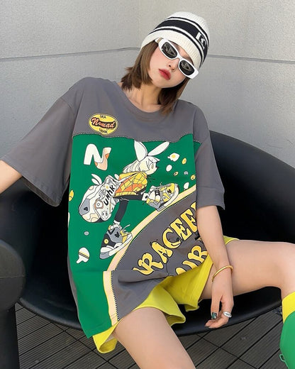 着回し力抜群 ファッション 個性派 レース プリント全3色 半袖TシャツF-8981