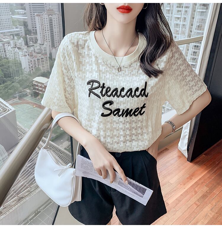 【半額！期間限定！！】大活躍 シフォン 定番シンプル 刺繍 全3色 Tシャツ カットソー ＜F-8601＞