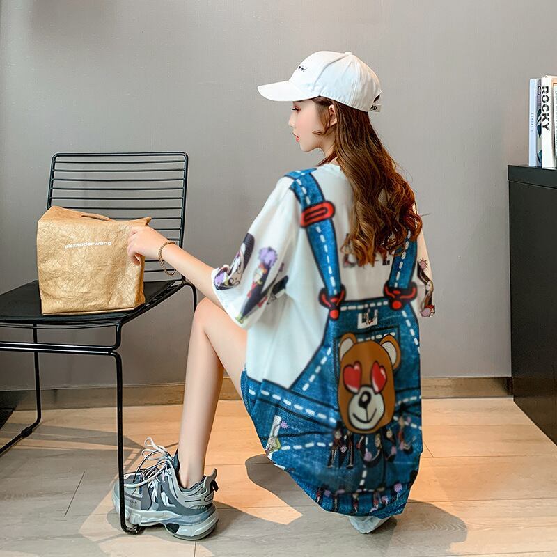 旅行Ｔシャツ 夏 レディース 膝丈 プリント 大きいサイズ ゆったりさらっと涼しい <F-656>