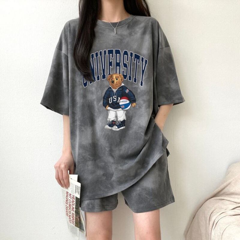 夏に嬉しい機能付き 全5色 軽くて涼しくて可愛い！ 半袖 Tシャツ ショートパンツ セットアップ ＜F-9269＞