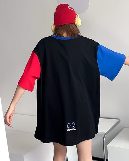 お勧めカラーマッチング ゆったり ビッグロゴ 半袖Tシャツ 全2色＜F-4838＞
