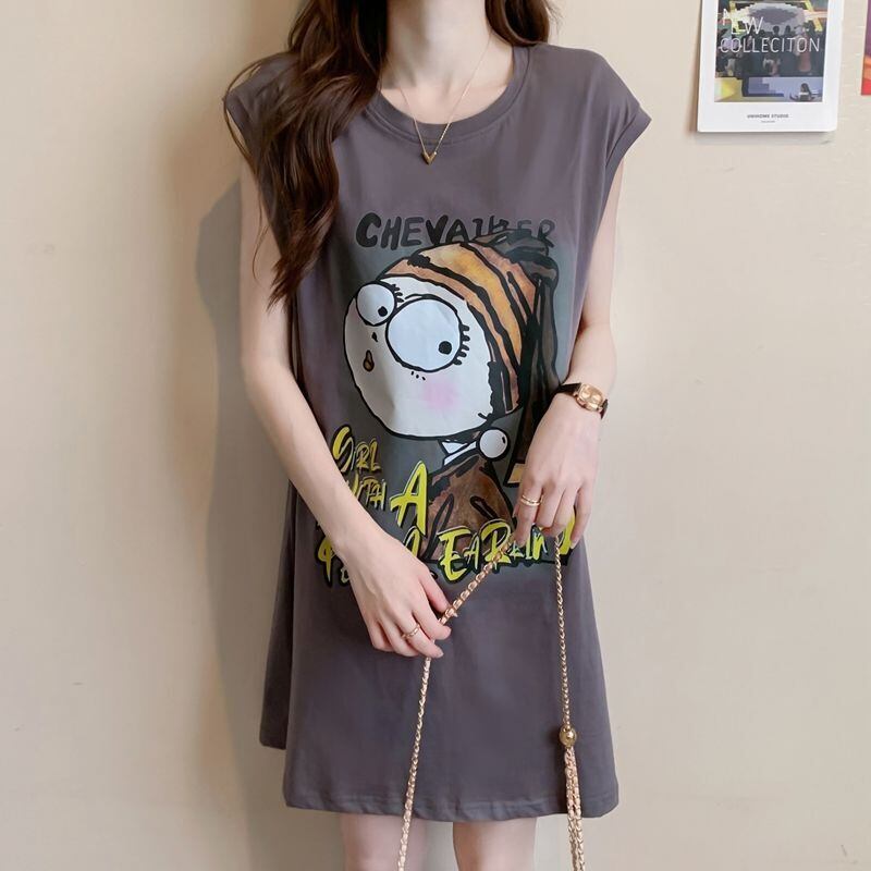 真夏も快適 着心地良い ファッション感満々 プリント全4色 ノースリーブ Tシャツ カットソー＜F-9161＞